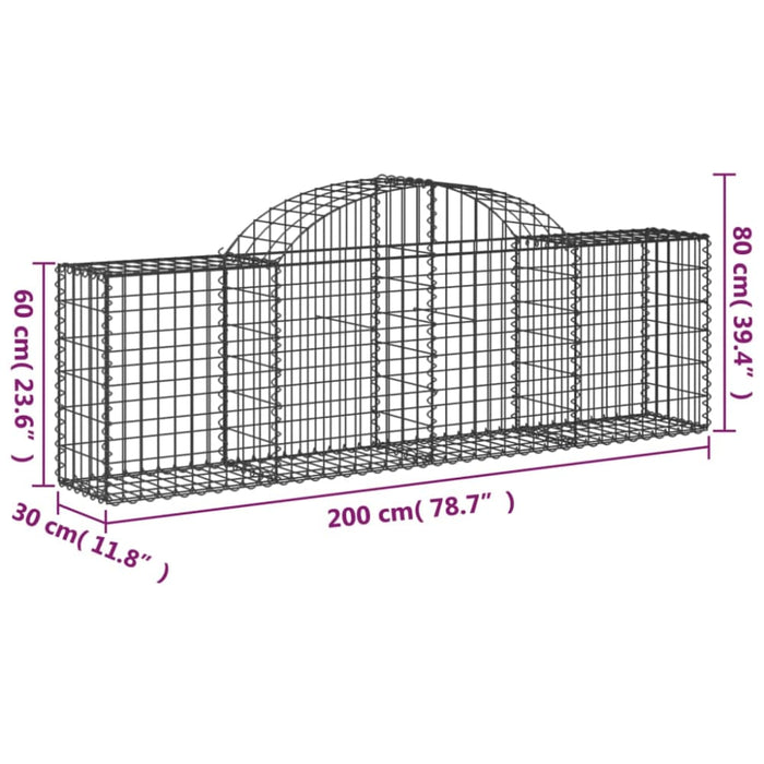 Arched Gabion Basket 200x30x60/80 Cm Galvanised Iron Optant