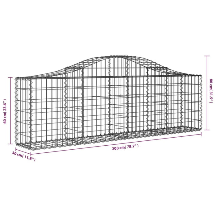 Arched Gabion Basket 200x30x60/80 Cm Galvanised Iron Opttnt