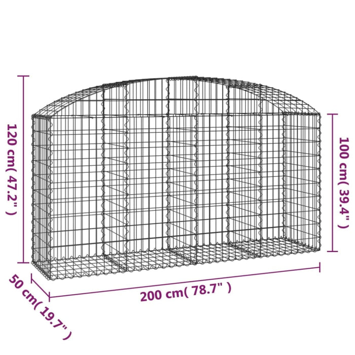 Arched Gabion Basket 200x50x100/120 Cm Galvanised Iron