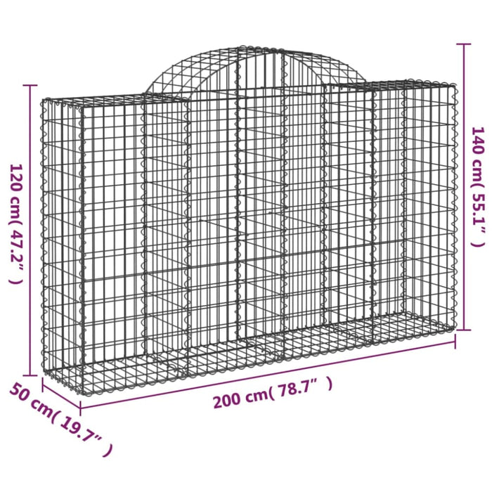 Arched Gabion Basket 200x50x120/140 Cm Galvanised Iron