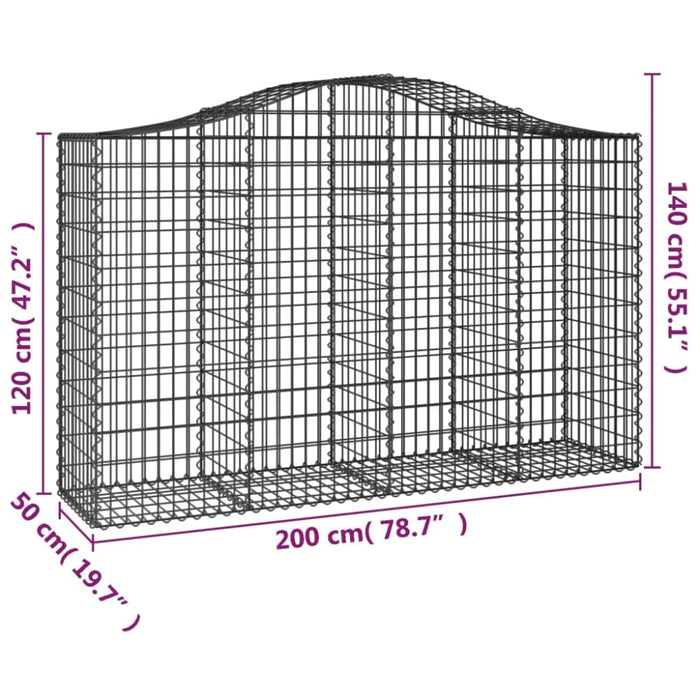 Arched Gabion Basket 200x50x120/140 Cm Galvanised Iron