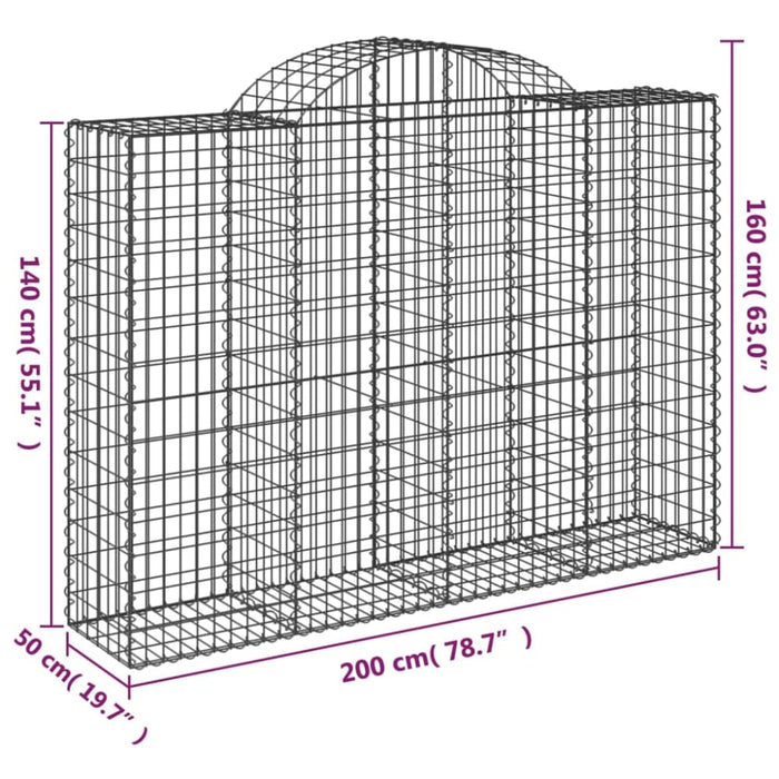 Arched Gabion Basket 200x50x140/160 Cm Galvanised Iron
