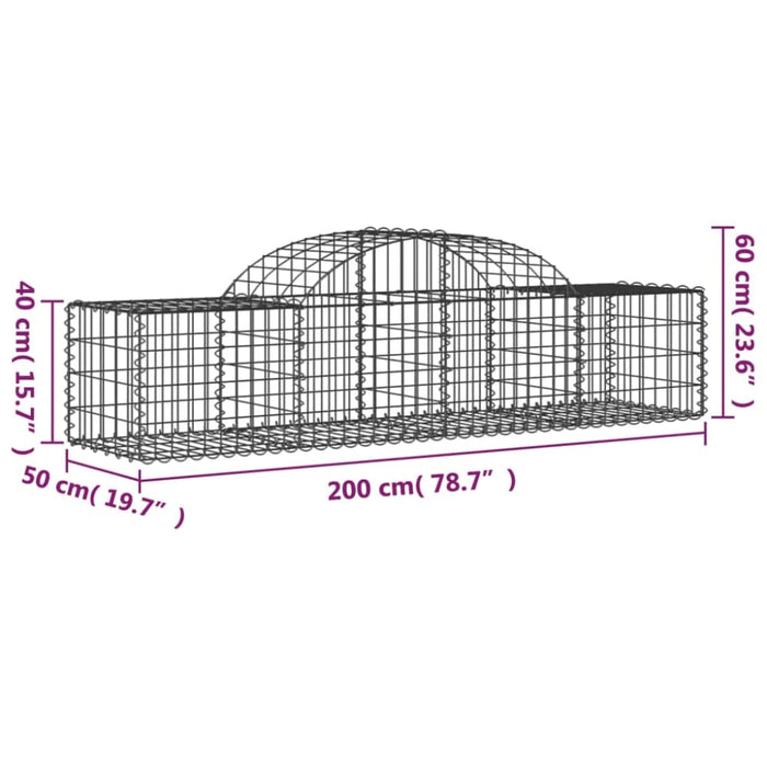 Arched Gabion Basket 200x50x40/60 Cm Galvanised Iron Optakx