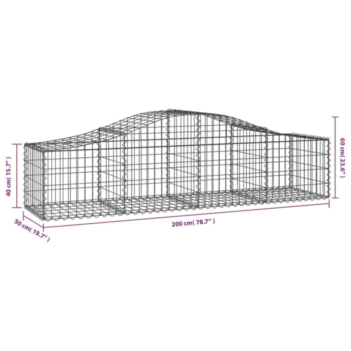 Arched Gabion Basket 200x50x40/60 Cm Galvanised Iron Opttkx
