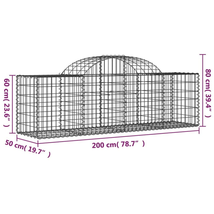 Arched Gabion Basket 200x50x60/80 Cm Galvanised Iron Optakt
