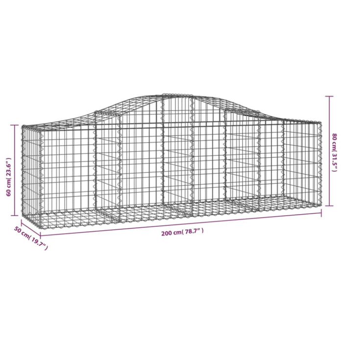Arched Gabion Basket 200x50x60/80 Cm Galvanised Iron Opttkt