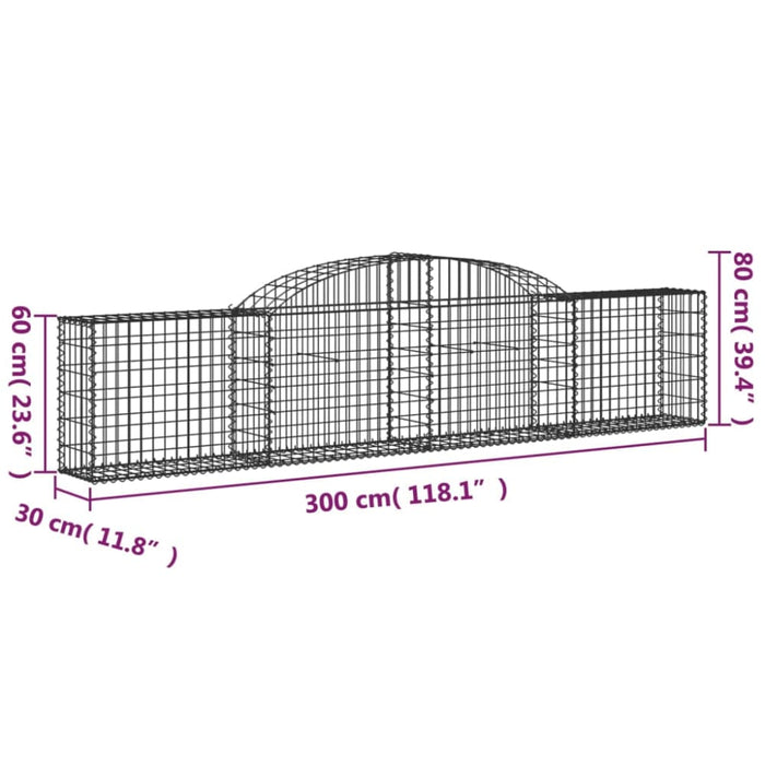 Arched Gabion Basket 300x30x60/80 Cm Galvanised Iron Optpbt