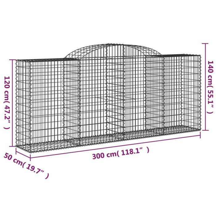 Arched Gabion Basket 300x50x120/140 Cm Galvanised Iron