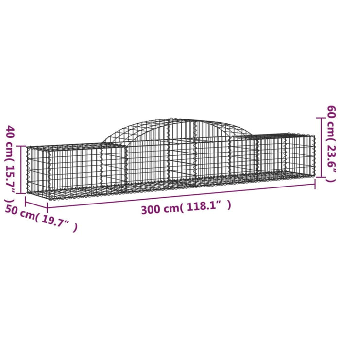 Arched Gabion Basket 300x50x40/60 Cm Galvanised Iron Optpox