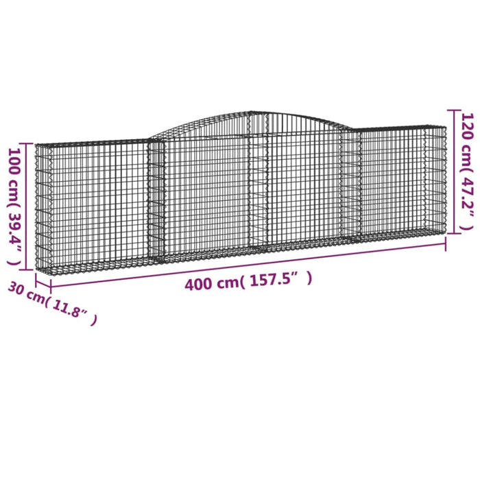 Arched Gabion Basket 400x30x100/120 Cm Galvanised Iron