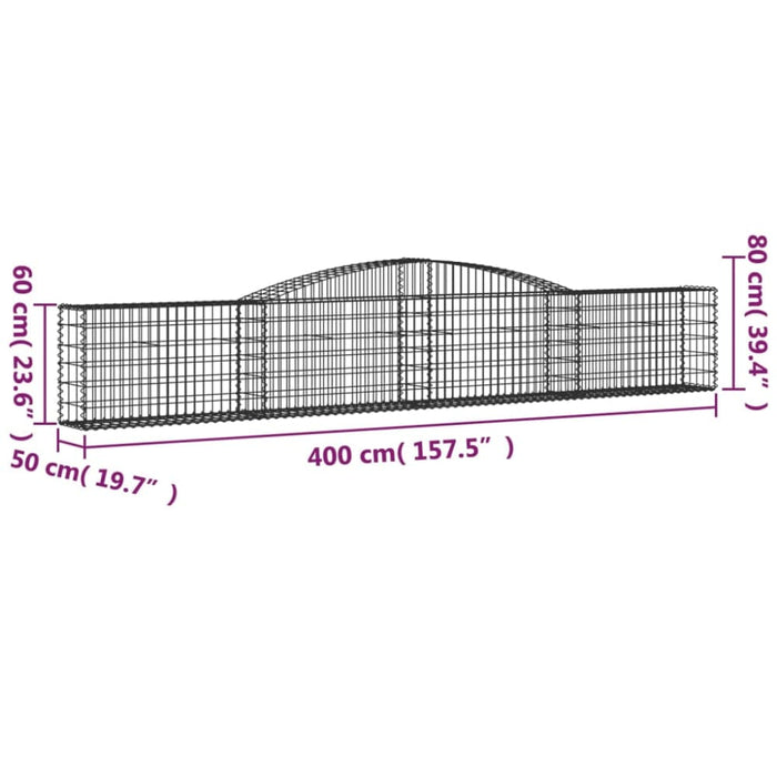 Arched Gabion Basket 400x50x60/80 Cm Galvanised Iron Optptt