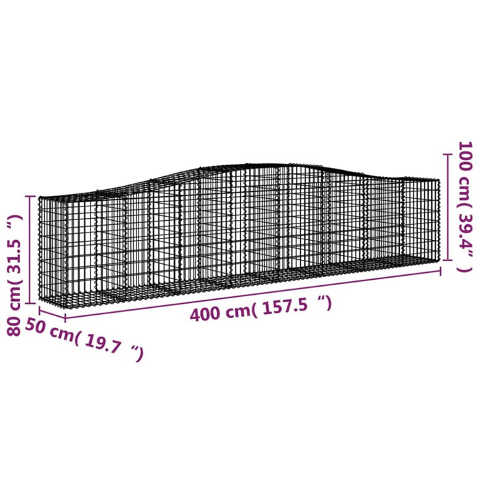 Arched Gabion Basket 400x50x80/100 Cm Galvanised Iron Optaoa