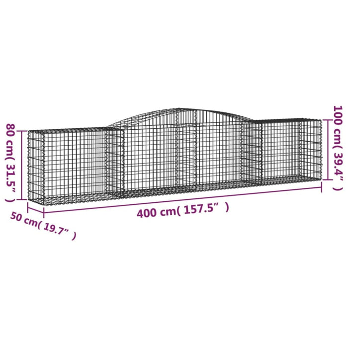 Arched Gabion Basket 400x50x80/100 Cm Galvanised Iron Optpta