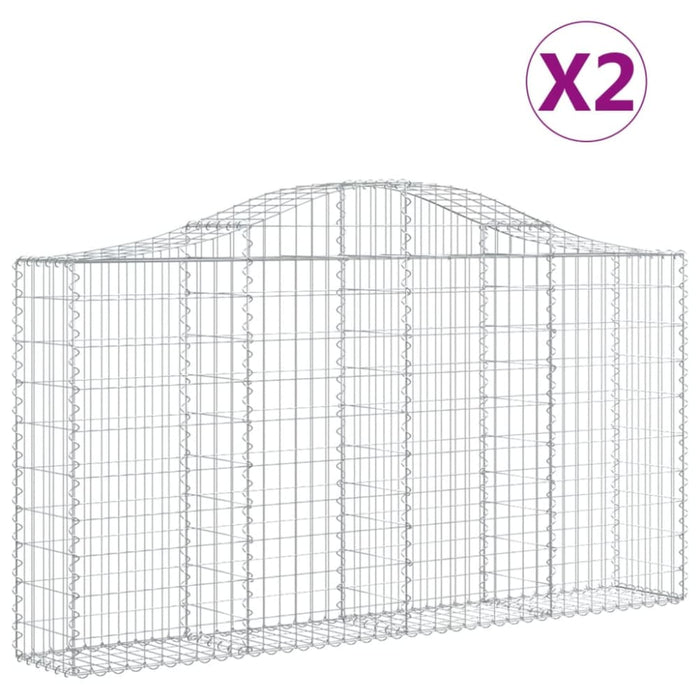 Arched Gabion Baskets 2 Pcs 200x30x100/120 Cm Galvanised