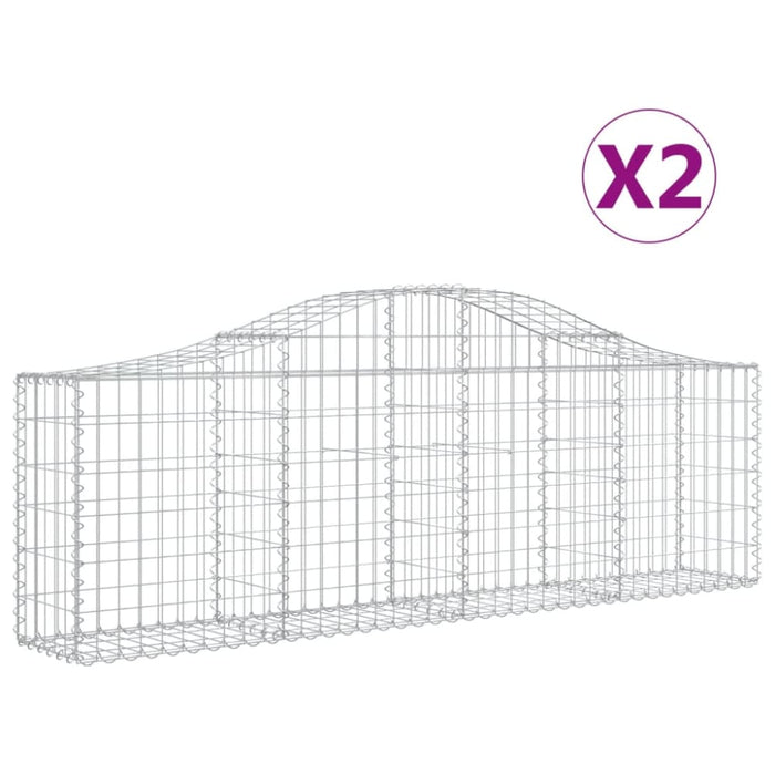 Arched Gabion Baskets 2 Pcs 200x30x60/80 Cm Galvanised Iron