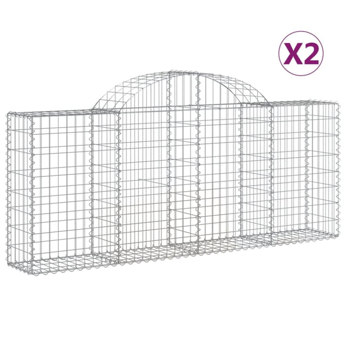 Arched Gabion Baskets 2 Pcs 200x30x80/100 Cm Galvanised