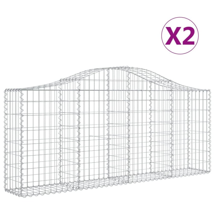 Arched Gabion Baskets 2 Pcs 200x30x80/100 Cm Galvanised
