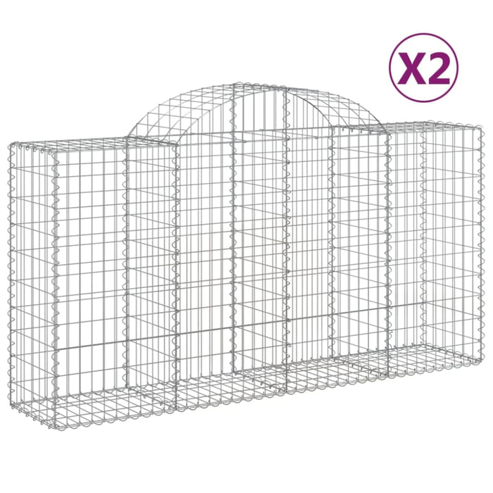 Arched Gabion Baskets 2 Pcs 200x50x100/120 Cm Galvanised
