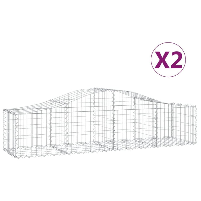 Arched Gabion Baskets 2 Pcs 200x50x40/60 Cm Galvanised Iron