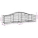 Arched Gabion Baskets 2 Pcs 200x50x40/60 Cm Galvanised Iron