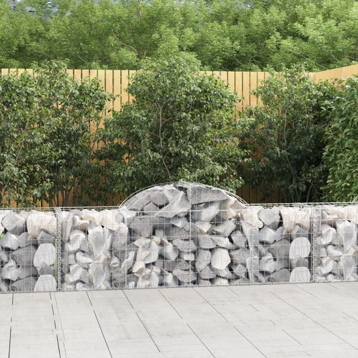 Arched Gabion Baskets 2 Pcs 200x50x60/80 Cm Galvanised Iron
