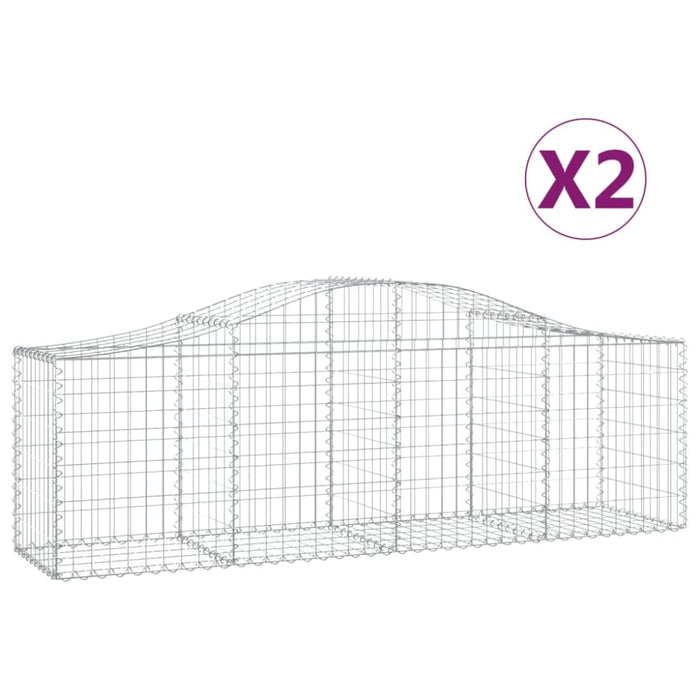 Arched Gabion Baskets 2 Pcs 200x50x60/80 Cm Galvanised Iron