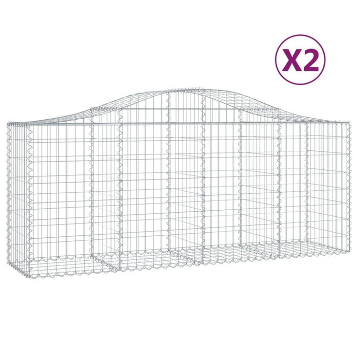 Arched Gabion Baskets 2 Pcs 200x50x80/100 Cm Galvanised