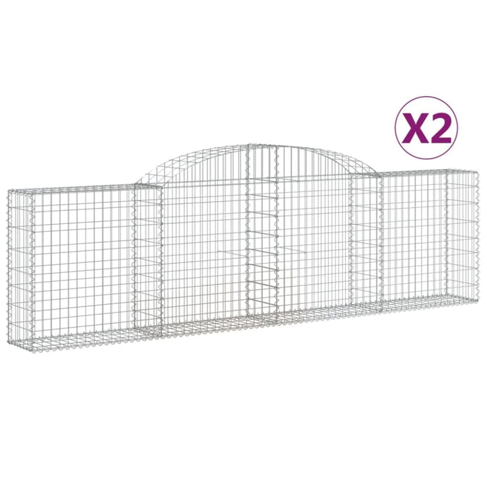 Arched Gabion Baskets 2 Pcs 300x30x80/100 Cm Galvanised