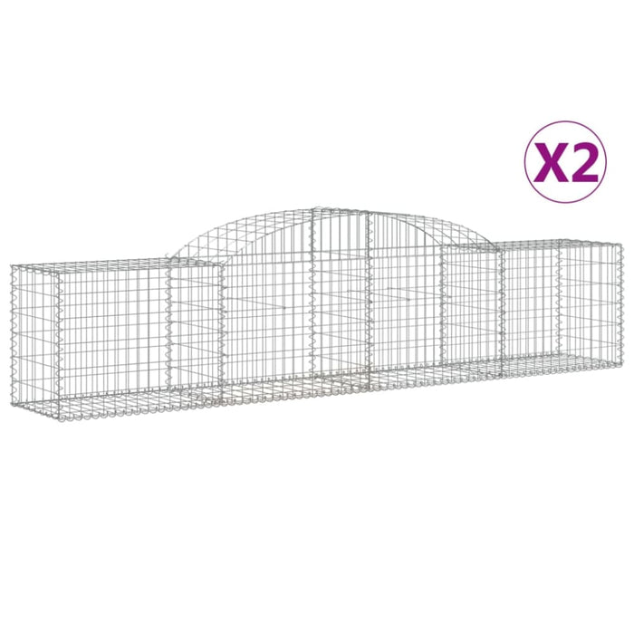 Arched Gabion Baskets 2 Pcs 300x50x60/80 Cm Galvanised Iron