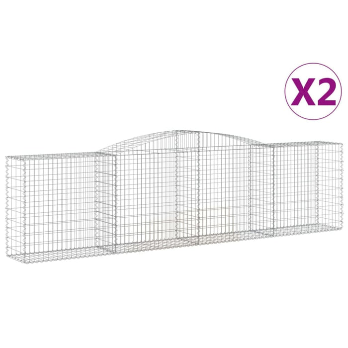 Arched Gabion Baskets 2 Pcs 400x50x100/120 Cm Galvanised