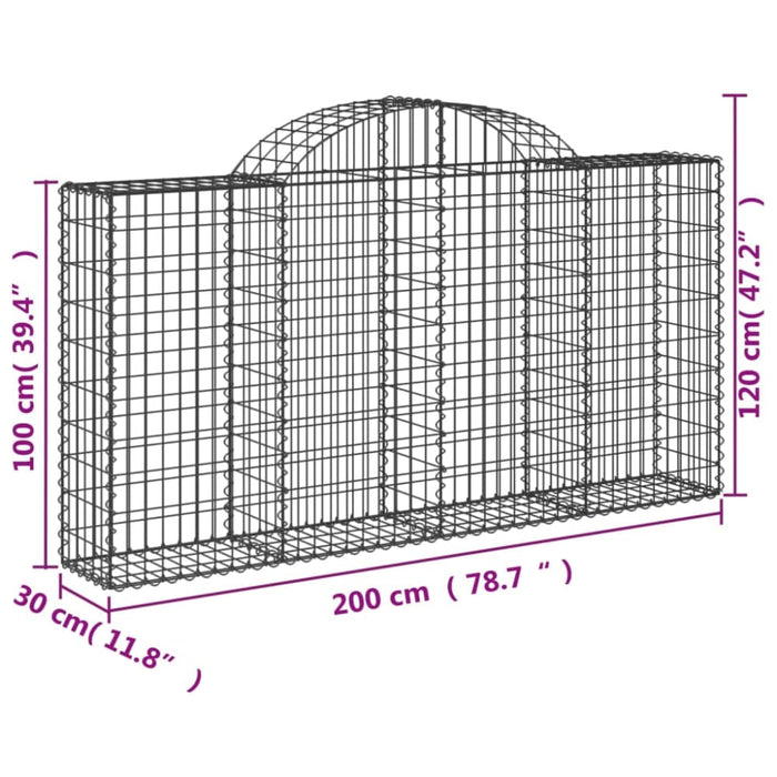 Arched Gabion Baskets 3 Pcs 200x30x100/120 Cm Galvanised