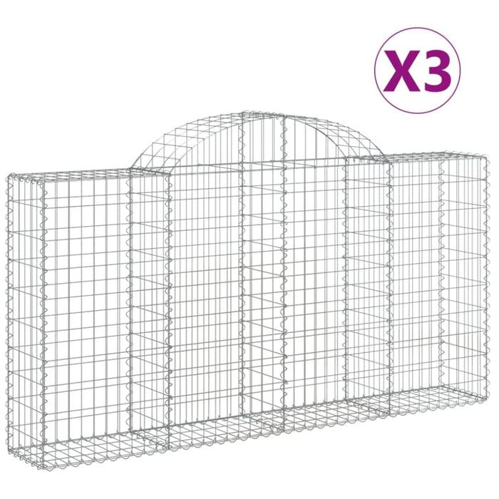 Arched Gabion Baskets 3 Pcs 200x30x100/120 Cm Galvanised