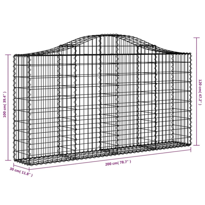 Arched Gabion Baskets 3 Pcs 200x30x100/120 Cm Galvanised