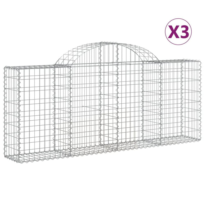 Arched Gabion Baskets 3 Pcs 200x30x80/100 Cm Galvanised