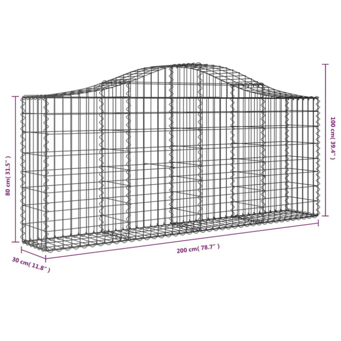 Arched Gabion Baskets 3 Pcs 200x30x80/100 Cm Galvanised