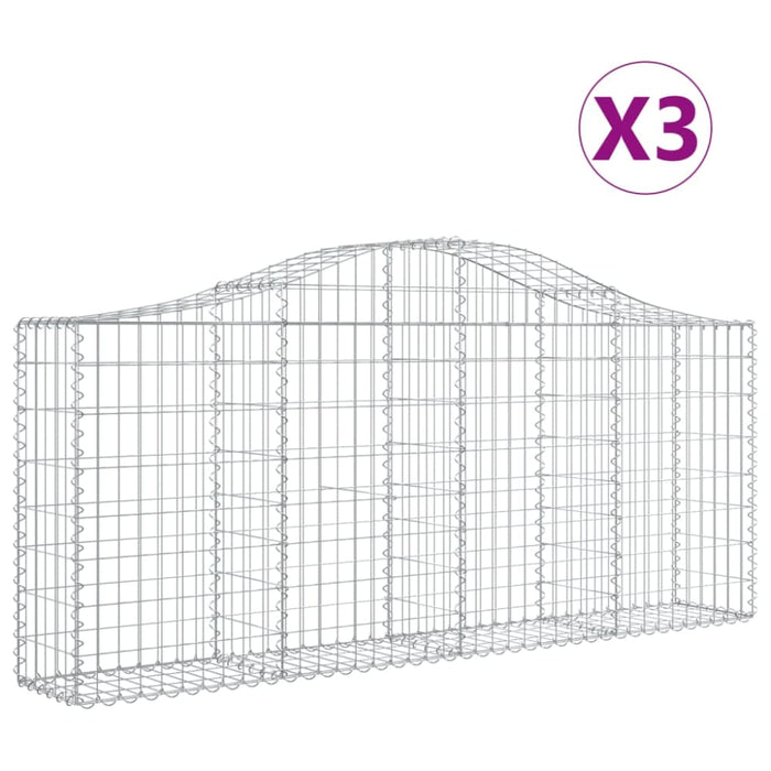 Arched Gabion Baskets 3 Pcs 200x30x80/100 Cm Galvanised
