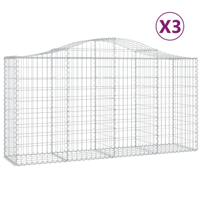 Arched Gabion Baskets 3 Pcs 200x50x100/120 Cm Galvanised