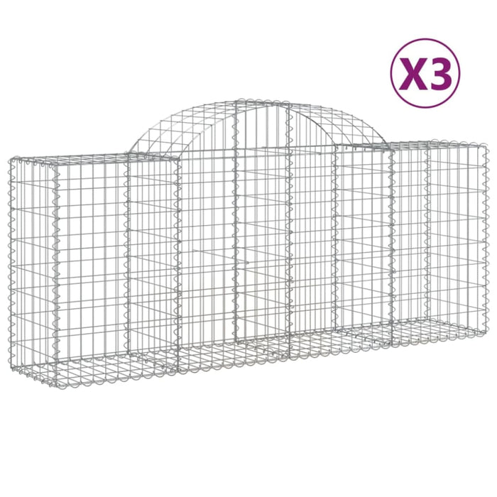 Arched Gabion Baskets 3 Pcs 200x50x80/100 Cm Galvanised