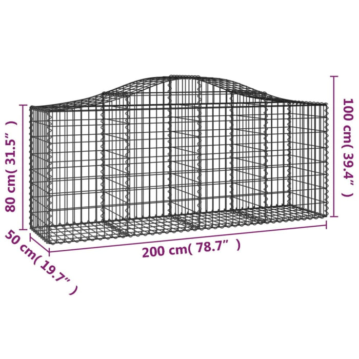 Arched Gabion Baskets 3 Pcs 200x50x80/100 Cm Galvanised