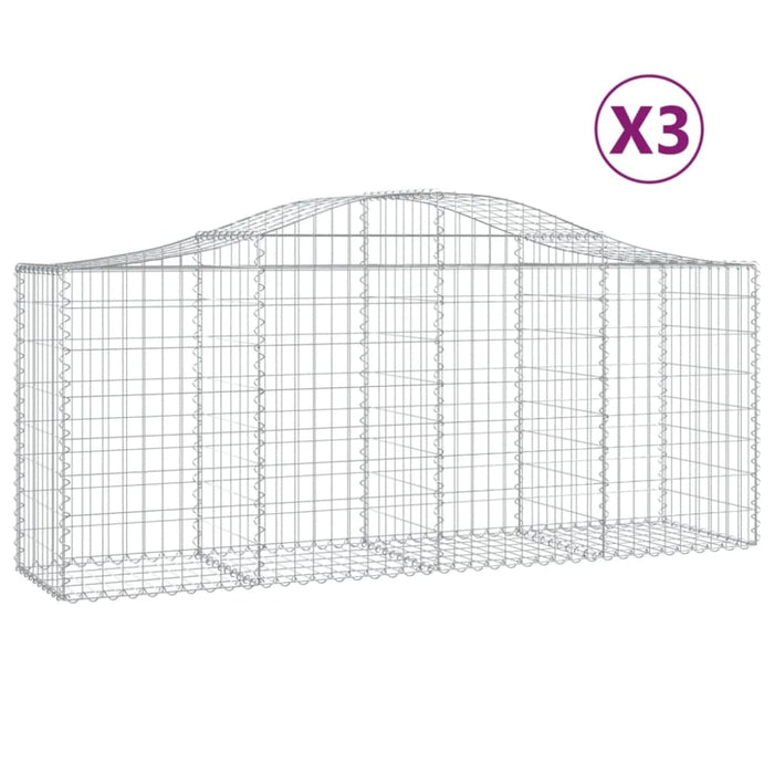 Arched Gabion Baskets 3 Pcs 200x50x80/100 Cm Galvanised