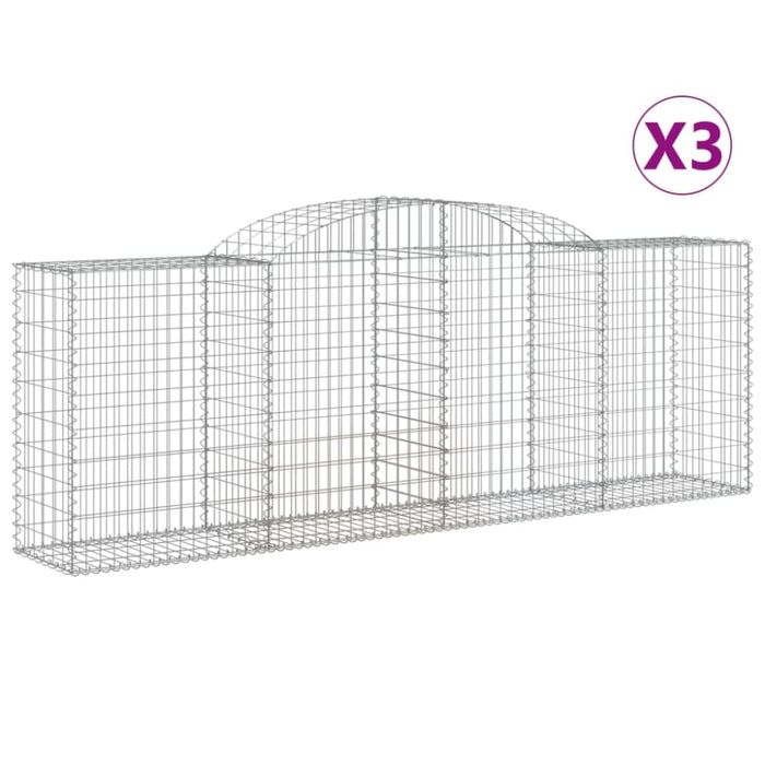 Arched Gabion Baskets 3 Pcs 300x50x100/120 Cm Galvanised