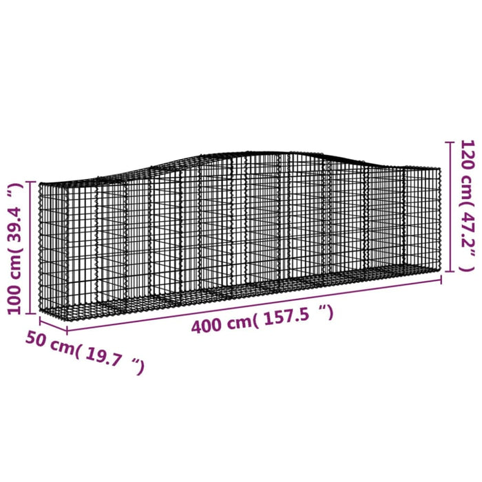 Arched Gabion Baskets 3 Pcs 400x50x100/120 Cm Galvanised