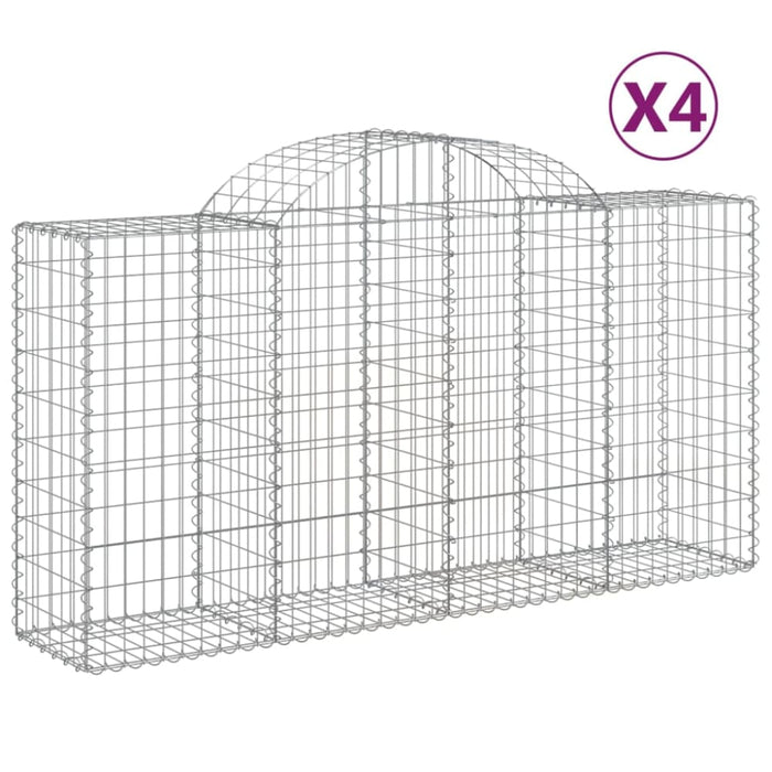 Arched Gabion Baskets 4 Pcs 200x50x100/120 Cm Galvanised