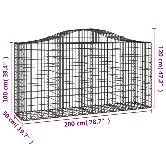 Arched Gabion Baskets 4 Pcs 200x50x100/120 Cm Galvanised