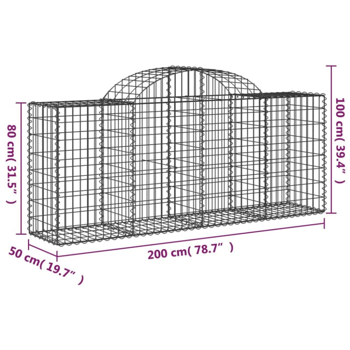 Arched Gabion Baskets 4 Pcs 200x50x80/100 Cm Galvanised