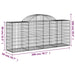 Arched Gabion Baskets 4 Pcs 200x50x80/100 Cm Galvanised