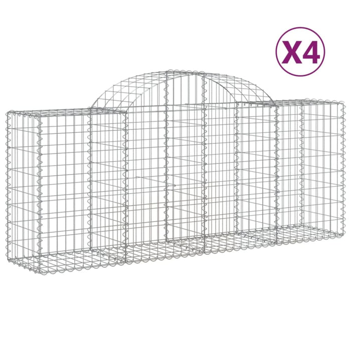 Arched Gabion Baskets 4 Pcs 200x50x80/100 Cm Galvanised