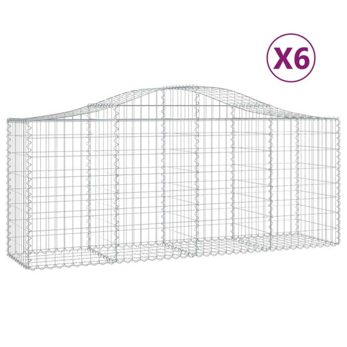 Arched Gabion Baskets 6 Pcs 200x50x80/100 Cm Galvanised