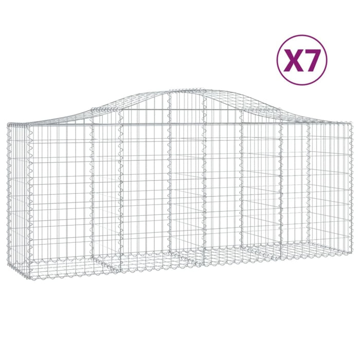 Arched Gabion Baskets 7 Pcs 200x50x80/100 Cm Galvanised
