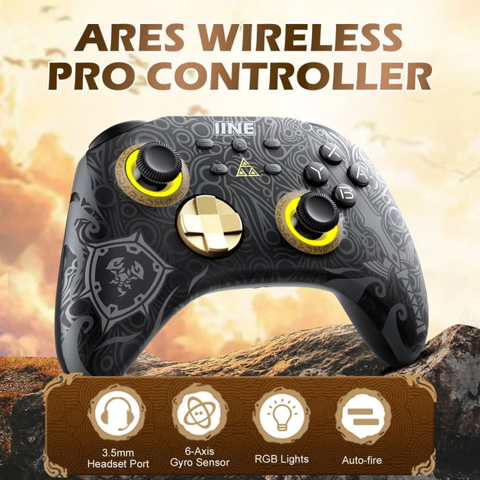 Ares Wireless Pro Controller with Headset Jack Rgb Light